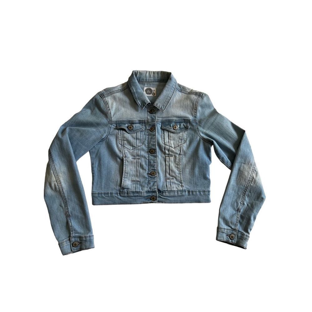 Vintage 90s Papaya Womens Cropped Button Denim Jacket Size M